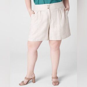 Lane Bryant Linen City Short High Waist Cream Oatmeal Sz 22